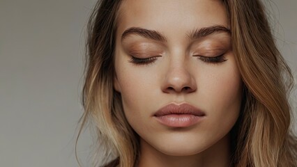 Naklejka premium close up portrait of a woman squinting_eyes_closed