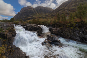 Waterfall at Glencoe valley, Scotland
