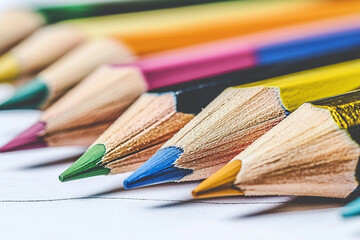 Obraz premium Colorful pencils arranged neatly for creative activities