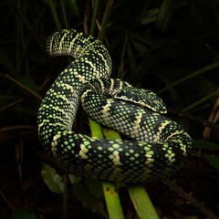A colourful female wagler's pit viper snake