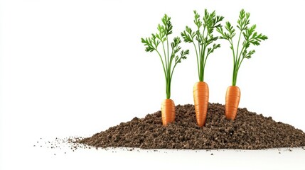 Freshly Grown Carrots with Leafy Greens Emerging from Rich Soil