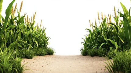 Lush Green Overgrown Pathway Leading Into a Serene Forest Landscape