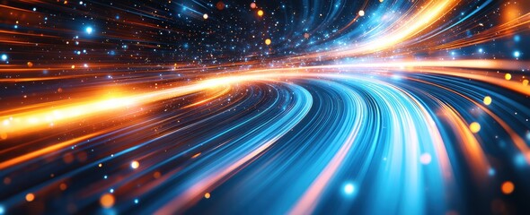 Obraz premium A color line road of light with a lot of sparkles