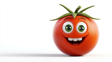 Cheerful Tomato Cartoon Character with Googly Eyes and Friendly Smile
