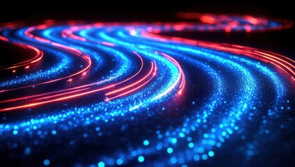 Fototapeta premium A color line road of light with a lot of sparkles