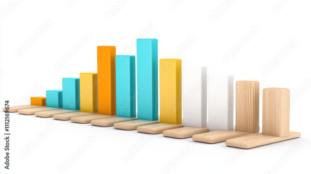 Poster colorful bar graph showing business data growth and analytics visualization
