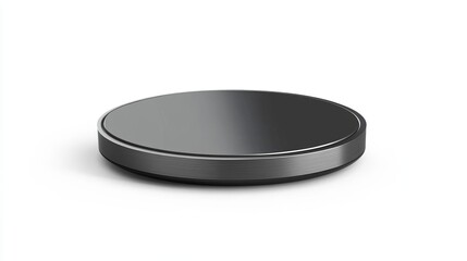 Minimalist Design Black Round Plate on White Background