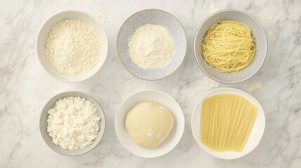 Fresh Ingredients for Homemade Pasta and Dough Preparation