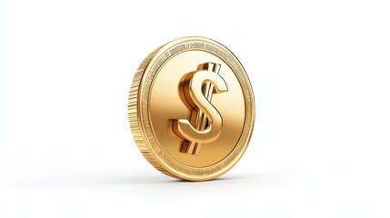 Gleaming Golden Dollar Coin Symbolizing Financial Prosperity and Wealth