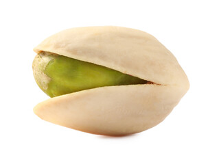 One tasty pistachio nut isolated on white