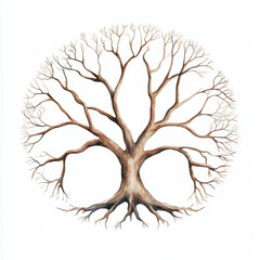 detailed illustration of tree with intricate branches and roots, symbolizing growth and connection. artwork captures beauty of nature design
