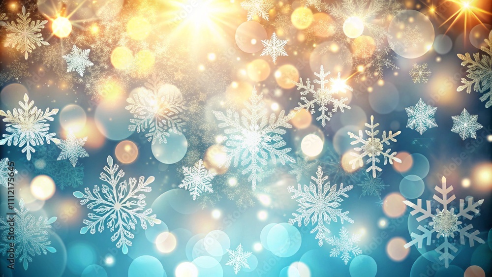 Poster christmas background design of snowflake and bokeh with light effect vector illustration