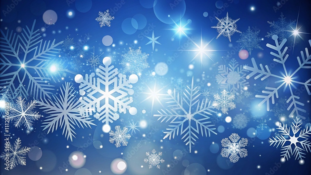 Poster christmas background design of snowflake and bokeh with light effect vector illustration