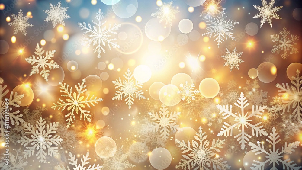 Poster christmas background design of snowflake and bokeh with light effect vector illustration