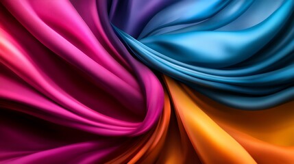 Abstract Swirling Silk Fabric in Vibrant Hues