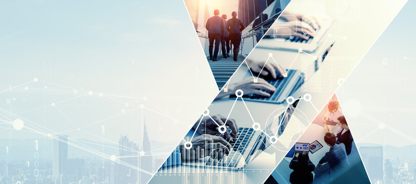 business, dx, digital transformation, marketing, management, strategy, businessperson, people, company, teamwork, collage, image, human resources, template, horizontal, banner, copy space, advertiseme