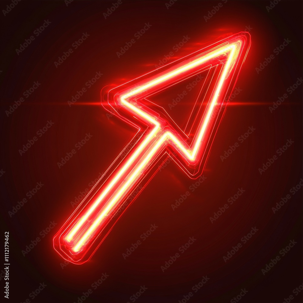 Aufkleber abstract red neon arrow light glow background. futuristic cyber laser line motion banner for casino.