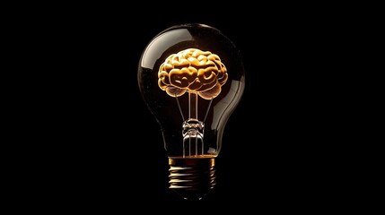 Illustration of light bulb with brain inside symbolizing innovative ideas