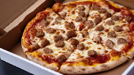 Delicious pepperoni pizza in a takeout box, ready to enjoy.