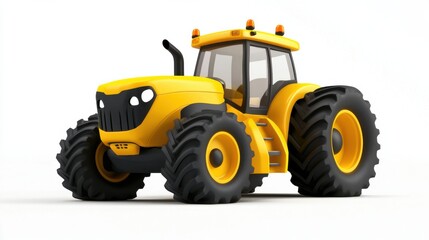 Obraz premium Yellow Agricultural Tractor on a Rural Farm Field