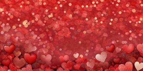 Beautiful Red Heart Background for Valentine's Day Celebration with Glowing Bokeh Effect and Romantic Atmosphere Perfect for Holiday Occasions