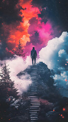 Surreal Stairway to Heaven Illustration