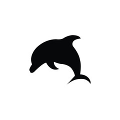 Dolphin silhouette, marine mammal. Bottlenose dolphin vector image for a logo or sign.