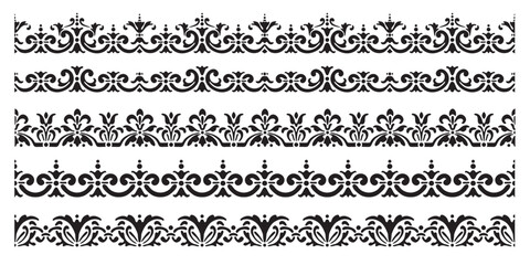 Set of decorative seamless ornamental border - Vector modular