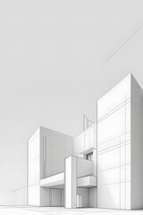 Obraz premium Contemporary Abstract White Architecture with Geometric Shapes and Symmetry