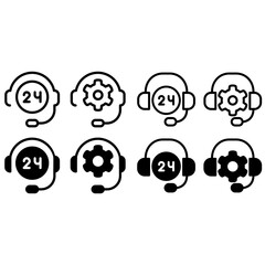 Support vector icon set. online help illustration sign collection. operator symbol or logo.