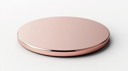 Rose gold round wireless charging pad on white background