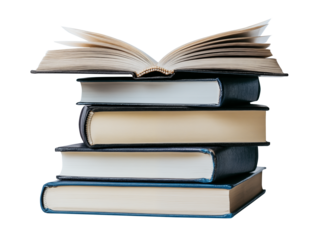 Stack of books isolated on transparent background. Generative AI