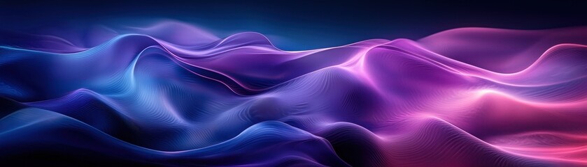 Obraz premium A vibrant, flowing abstract design featuring waves of purple and blue hues, creating a visually stunning and dynamic backdrop.