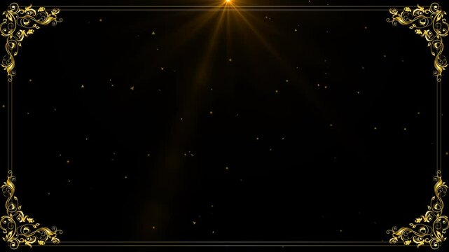 golden frame with mandala ornament and starlight effect green screen background