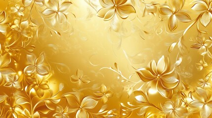 Vintage gold floral background with embossed patterns and depth