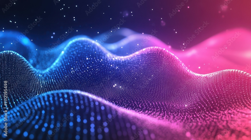 Aufkleber abstract gradient hologram dynamic wave of particles. digital wallpaper technology background