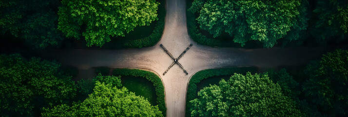 Aerial View Green Park Crossroad