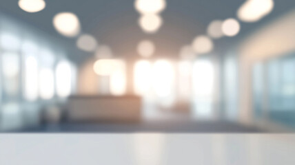 Naklejka premium Blurred empty space office. Abstract light bokeh at office interior background for design
