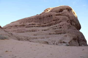 A beautiful view of thousands of years old rocks in the archaeological area of ​​AlUla, Madain...