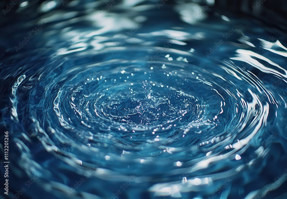 Poster tranquil rippling water surface in shades of blue with reflections and gentle waves creating a calm 