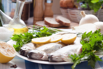 Image of freshness trout and vegetables