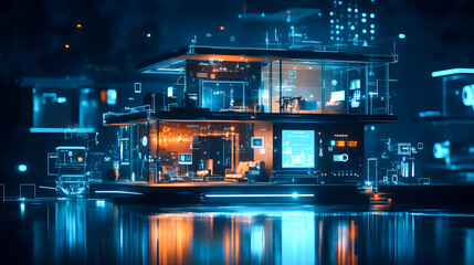 The concept of the Internet of Things with an image of a smart home, featuring various connected devices and appliances AI