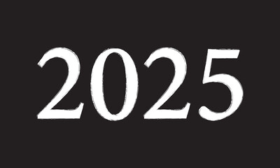 hand drawn 2025 for new year. brush painted 2025 number design for poster, banner, website, calendar design .  isolated on white background.  Vector illustration.  EPS 10/AI