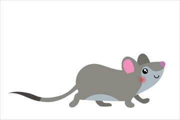 Cute mouse. Vector simple color flat illustration.