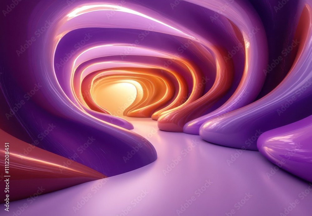 Aufkleber vibrant abstract tunnel with flowing organic shapes illuminated by soft light, creating a dreamlike 