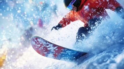 Naklejka premium Snowboarder in Action