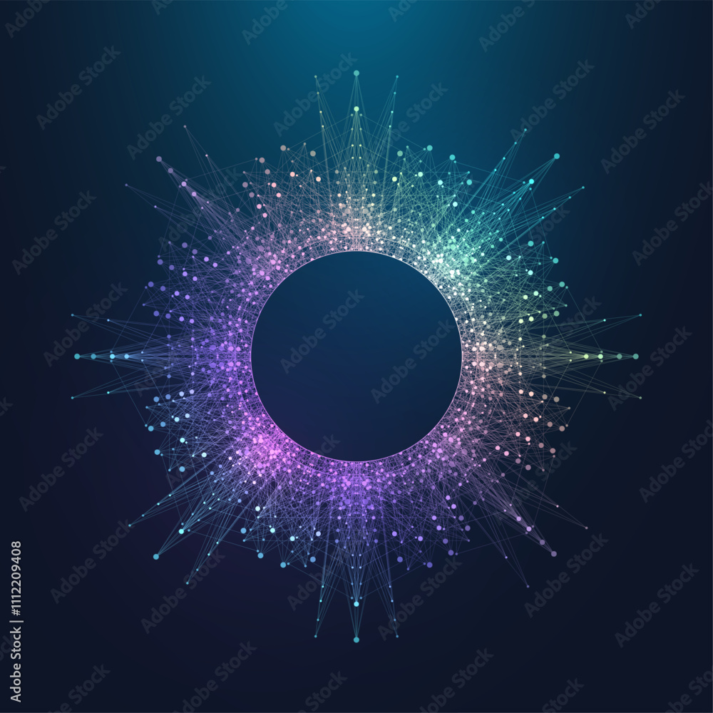 Poster AI Banner Concept In The Digital Style. Generative Ideas Design Element For Internet Technology. Futuristic Technology Concept Artificial Intelligence