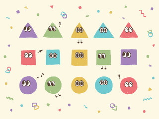 カラフル　ポップ　手書き　図形　顔