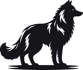 Wolf  silhouette vector with a white background