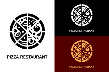 full pizza vector, pizza slices, vegetables, tomato, pizza restaurant logo, pizza shop, illustration, geometric shapes, foodies, food chain
